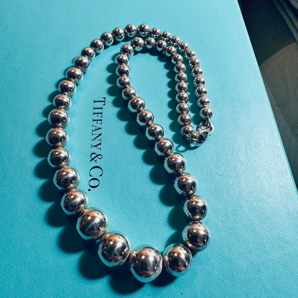 Tiffany & Co. Tiffany Beads graduated necklace in sterling silver.